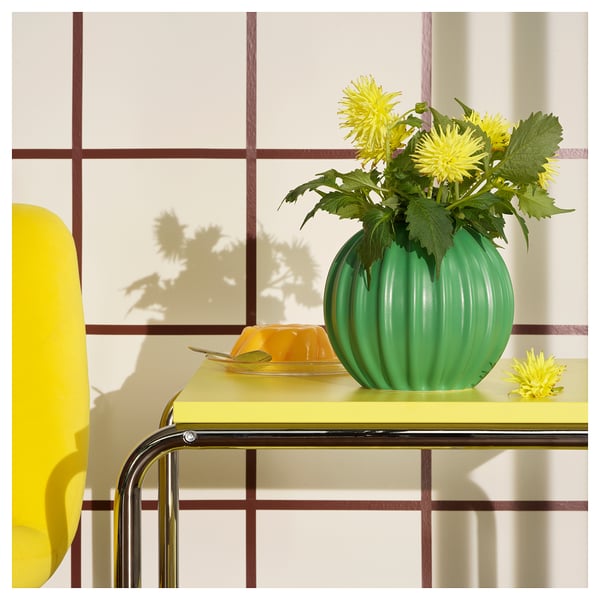SKOGSTUNDRA vase, green, 15 cm