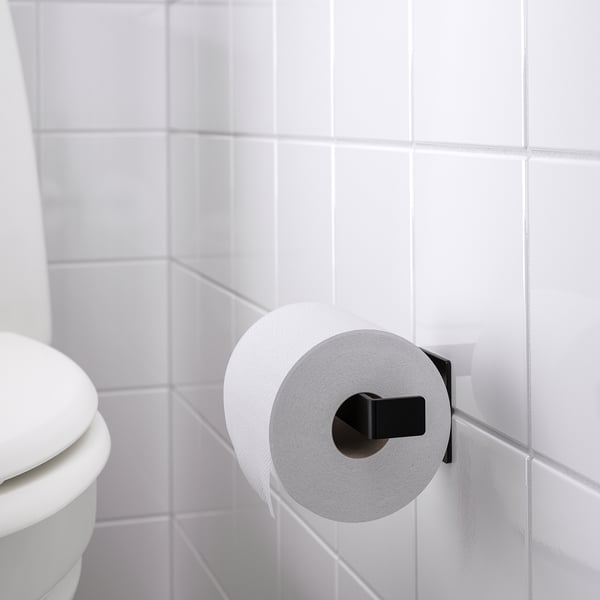 SKOGSVIKEN toilet roll holder, black, 13x6x8 cm