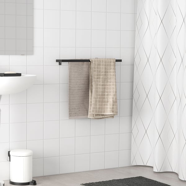 SKOGSVIKEN towel rail, black, 60 cm