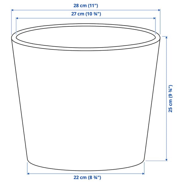 SKOGSVINBÄR plant pot, in/outdoor grey, 24 cm