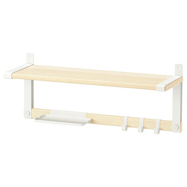 SKOMAKARE - Wall shelf, white/aspen, 65x26 cm