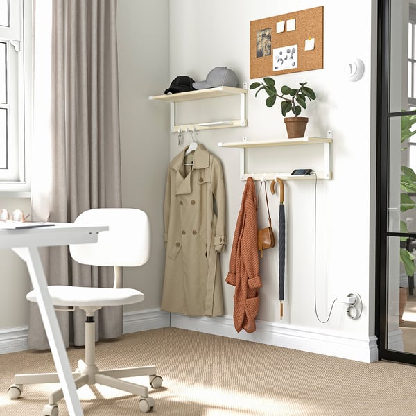 SKOMAKARE - SKOMAKARE Wall shelf, white/aspen, 65x26 cm