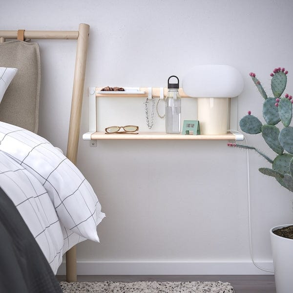 Ikea SKOMAKARE - Wall shelf, white/aspen, 65x26 cm