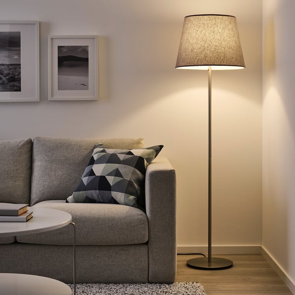 SKOTTORP lamp shade, light grey, 42 cm