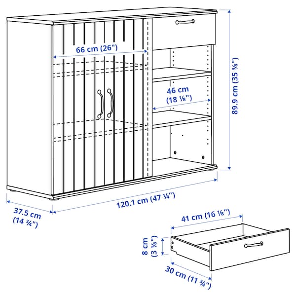 SKRUVBY - Sideboard, white, 120x38x90 cm