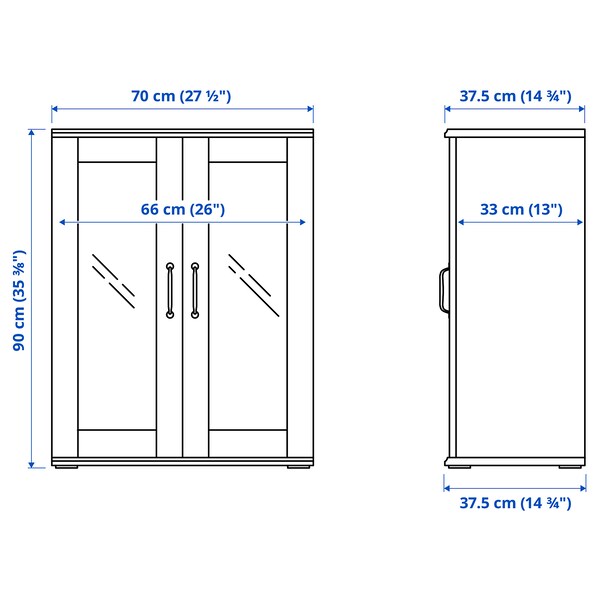 SKRUVBY - Storage combination w glass doors, white, 190x90 cm