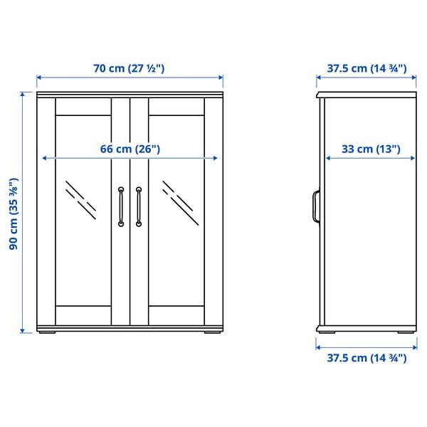 Ikea SKRUVBY - Storage combination w glass doors, white, 190x90 cm