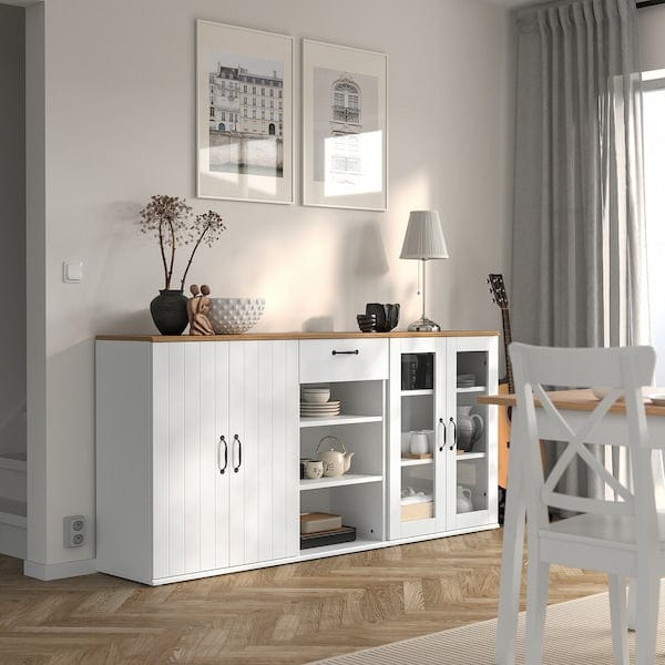 Ikea SKRUVBY - Storage combination w glass doors, white, 190x90 cm