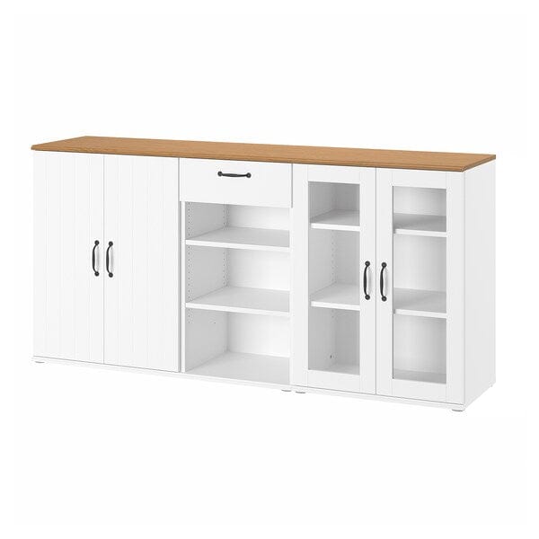 SKRUVBY - Storage combination w glass doors, white, 190x90 cm