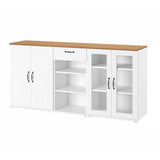 SKRUVBY storage combination w glass doors, white, 190x90 cm