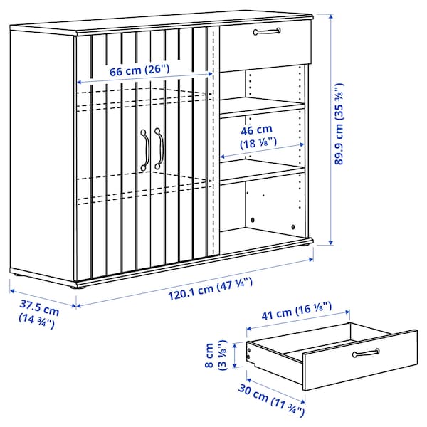 SKRUVBY - Storage combination w glass doors, white, 190x90 cm