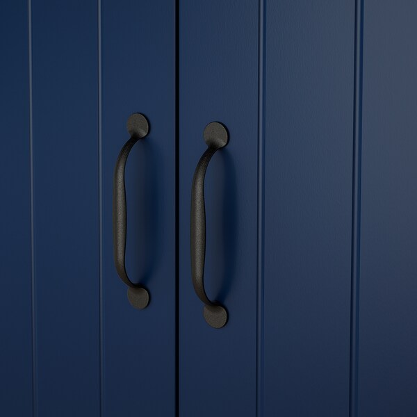 SKRUVBY - Storage combination w glass doors, black-blue, 190x90 cm