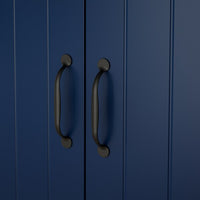 SKRUVBY - Storage combination w glass doors, black-blue, 190x90 cm