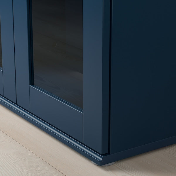 SKRUVBY - Storage combination w glass doors, black-blue, 190x90 cm