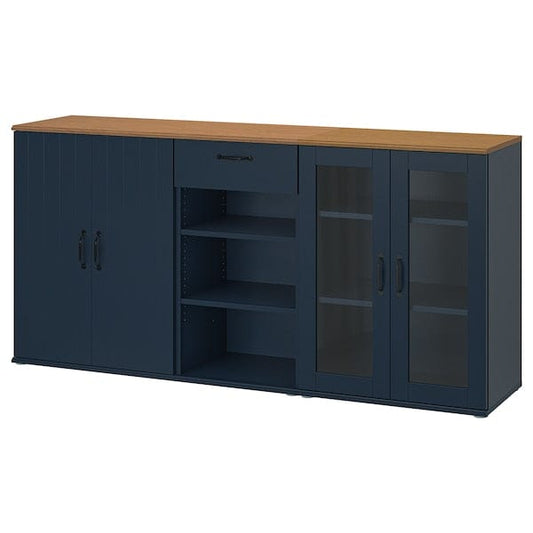 Ikea SKRUVBY - Storage combination w glass doors, black-blue, 190x90 cm