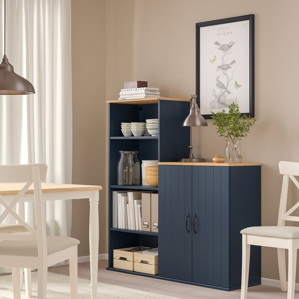 SKRUVBY storage combination, black-blue, 130x140 cm