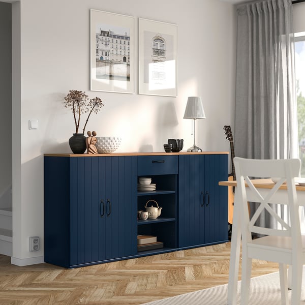 SKRUVBY storage combination, black-blue, 190x90 cm