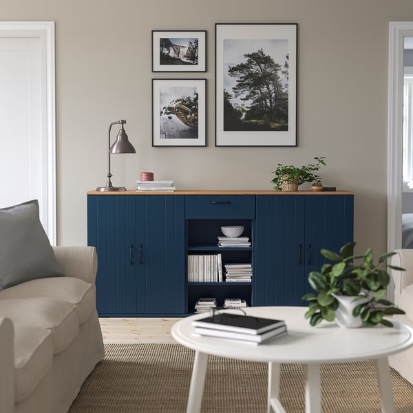 SKRUVBY storage combination, black-blue, 190x90 cm