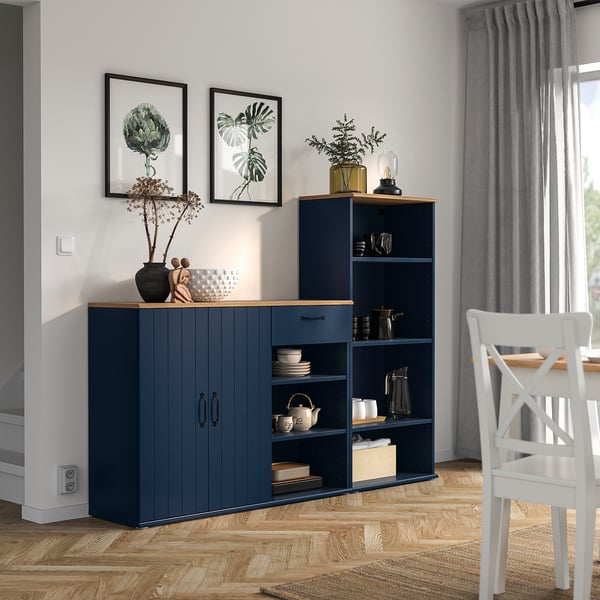 SKRUVBY storage combination, black-blue, 180x140 cm