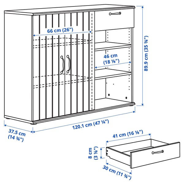 SKRUVBY storage combination, black-blue, 180x140 cm