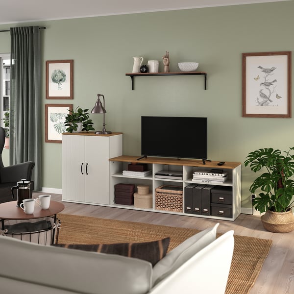 SKRUVBY - SKRUVBY TV storage combination, white, 226x38x90 cm