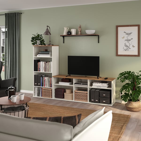 SKRUVBY - SKRUVBY TV storage combination, white, 216x38x140 cm