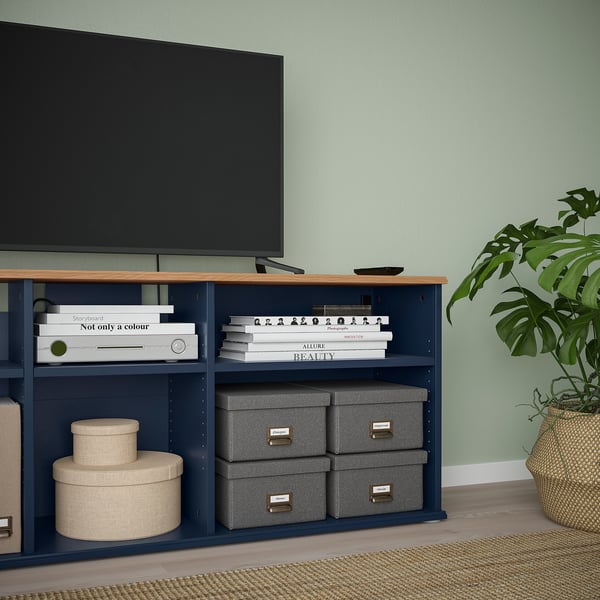 SKRUVBY - SKRUVBY TV storage combination, black-blue, 226x38x90 cm