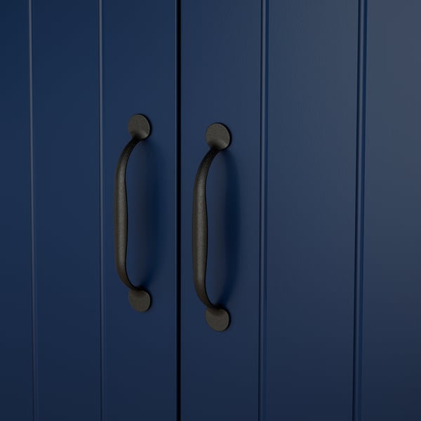 SKRUVBY TV storage combination, black-blue, 226x38x90 cm