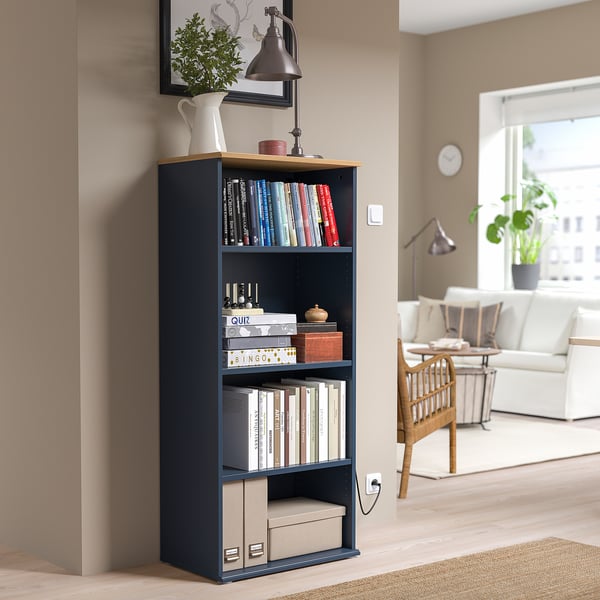 SKRUVBY bookcase, black-blue, 60x140 cm