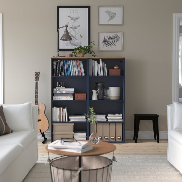 SKRUVBY bookcase, black-blue, 60x140 cm