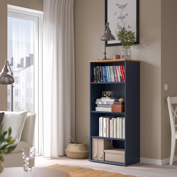 SKRUVBY bookcase, black-blue, 60x140 cm