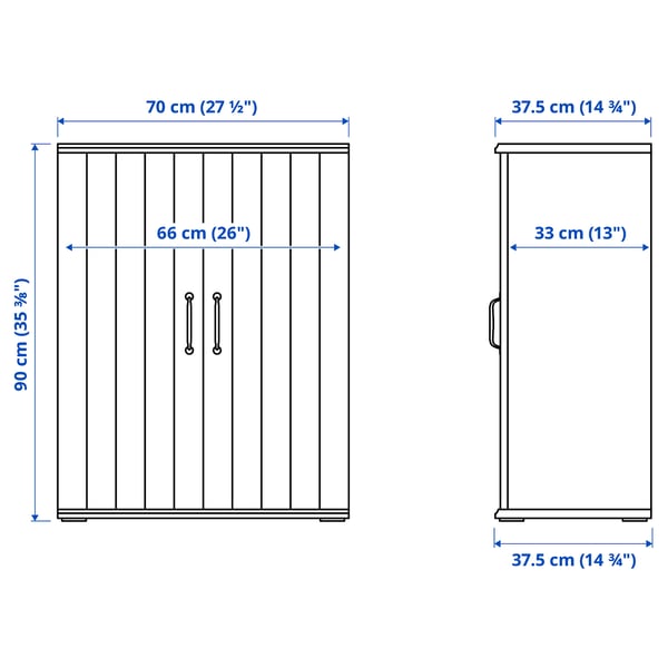 SKRUVBY cabinet with doors, white, 70x90 cm