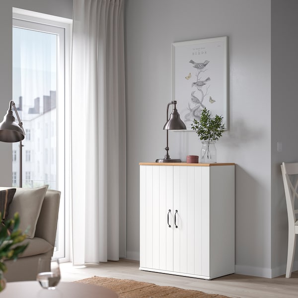 SKRUVBY - Cabinet with doors, white, 70x90 cm