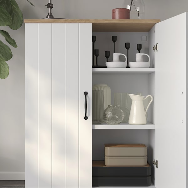 SKRUVBY - Cabinet with doors, white, 70x90 cm