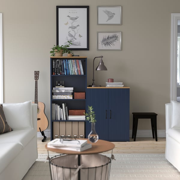 SKRUVBY cabinet with doors, black-blue, 70x90 cm