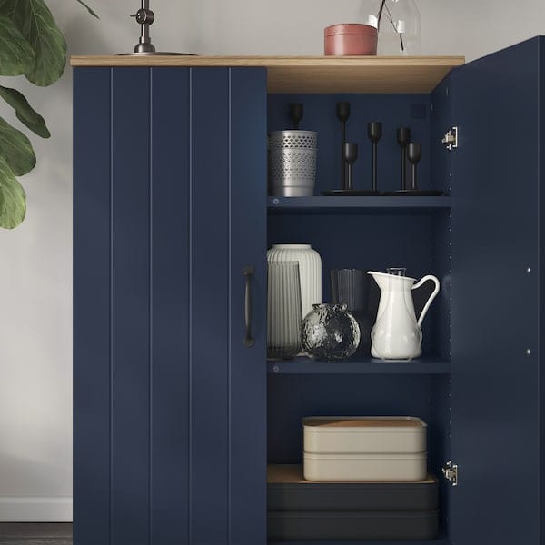 Ikea SKRUVBY - Cabinet with doors, black-blue, 70x90 cm