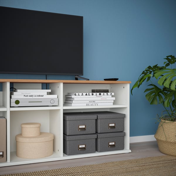 SKRUVBY - SKRUVBY TV bench, white, 156x38x60 cm