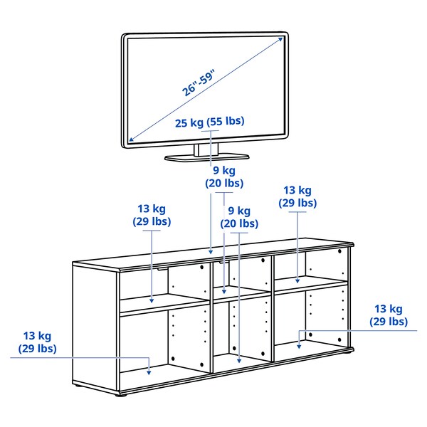 SKRUVBY TV bench, white, 156x38x60 cm