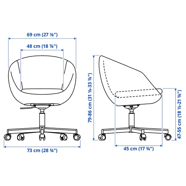 SKRUVSTA swivel chair, Vissle grey, 69 cm