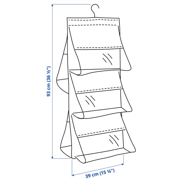 SKUBB hanging handbag organiser, dark grey, 39x93 cm