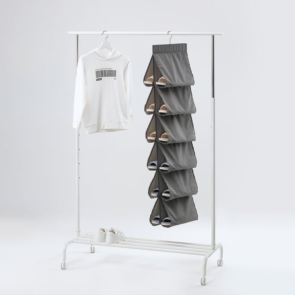 SKUBB Shoe rack to hang, 12 pockets - dark gray 34x120 cm , 34x120 cm