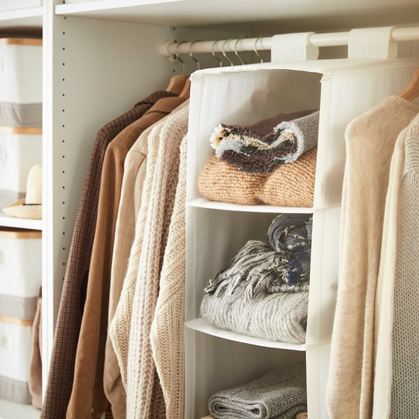 SKUBB storage with 6 compartments, white, 35x45x125 cm