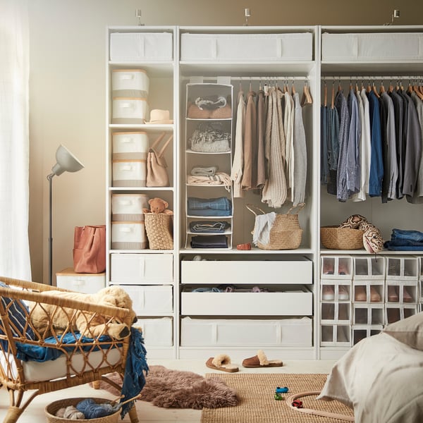 SKUBB storage with 6 compartments, white, 35x45x125 cm