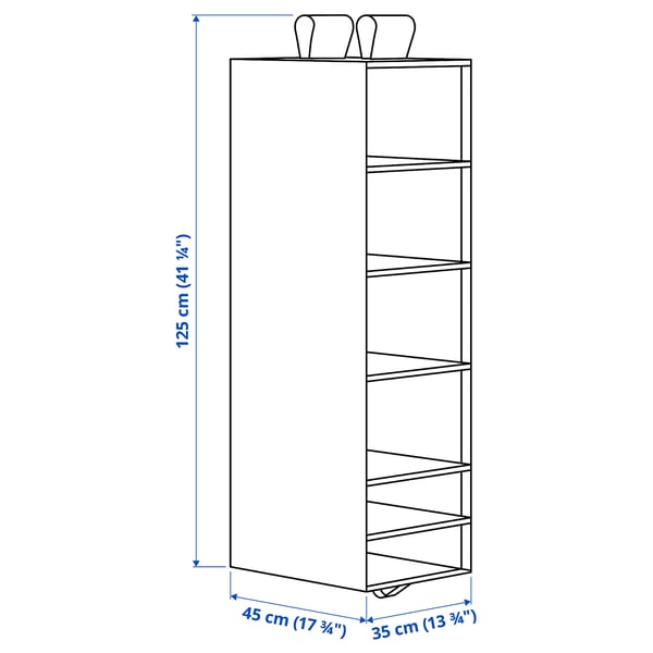 SKUBB - SKUBB Storage with 6 compartments, white, 35x45x125 cm