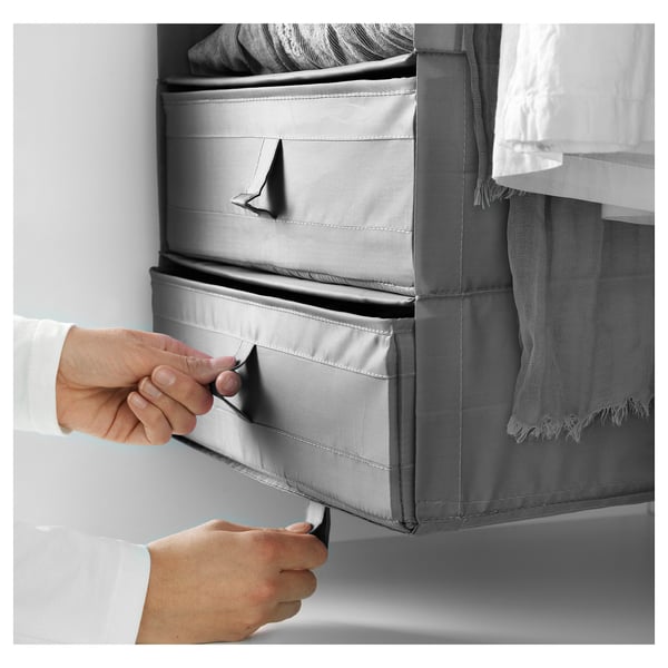 SKUBB storage with 6 compartments, dark grey, 35x45x125 cm