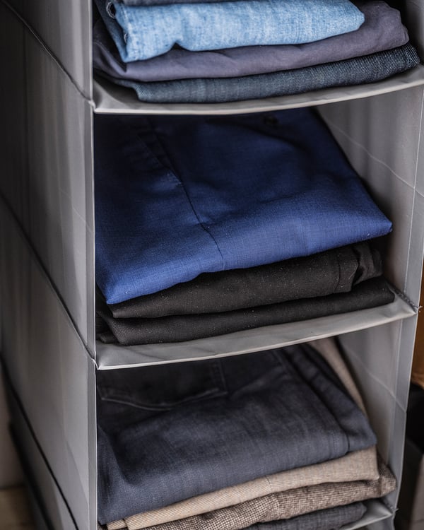 SKUBB storage with 6 compartments, dark grey, 35x45x125 cm