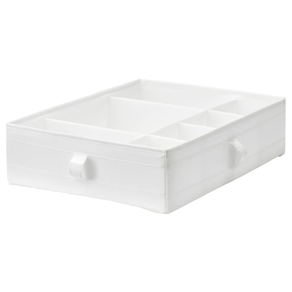 SKUBB box with compartments, white, 44x34x11 cm