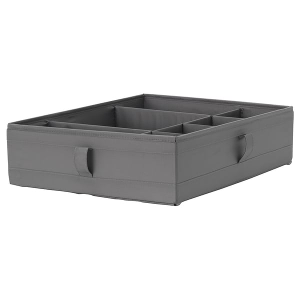 SKUBB box with compartments, dark grey, 44x34x11 cm