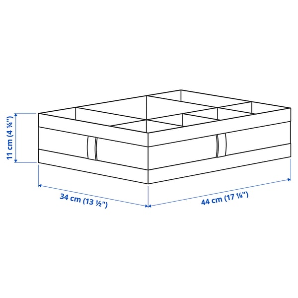 SKUBB box with compartments, dark grey, 44x34x11 cm