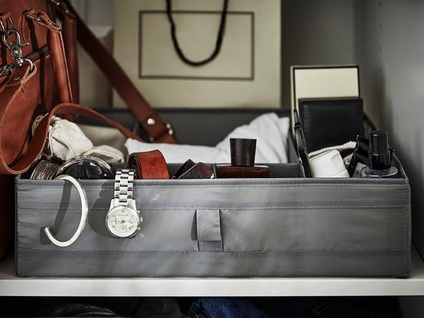 SKUBB box with compartments, dark grey, 44x34x11 cm